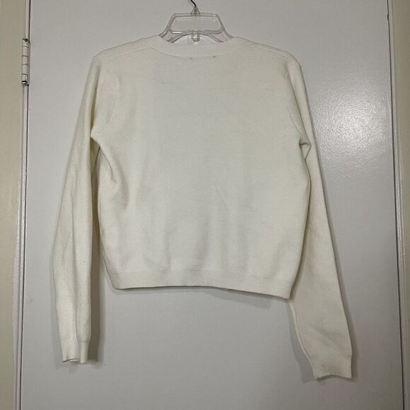 NWT T Tahari ivory knit classic pearl button cardigan sweater elegant small - Picture 6 of 7